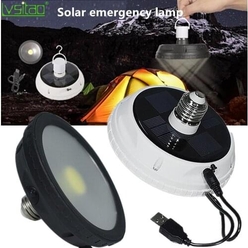 Intelligent led solar bulb emergency lamp USB Rechargeable portable indoor outdoor COB 10w 85-265v E27 led camping light 2 color
