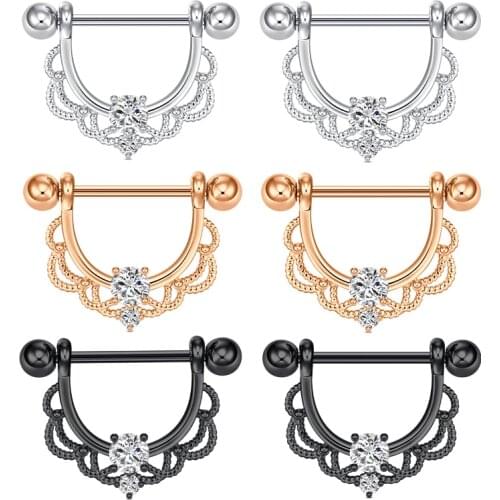1pair Sexy Nipple Jewelry High Quality Zircon Nipple Rings Heart Barbell Nipple Ring Piercing Helix Piercing Body Jewelry Oreja
