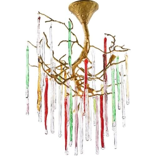 Brass chandelier art lighting branch lamp creative living room lamp personality European villa hall luxury tree chandelier