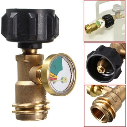 Propane Tank Brass Adapter Pressure Meter Gauge for LP Gas Grill BBQ Camping Stove Propane Tank Gauge Stove Accessories