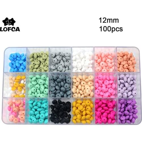 LOFCA 12mm 100Pcs/lot Silicone Lentil Round Beads Teething Baby Teether Chew BPA Free DIY Pacifier Chain Food Grade Silicone