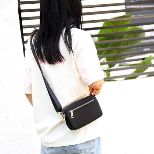 Fashion Waterproof Nylon Shoulder Bag Two Layer Zipper Crossbody Handbag Nylon Crossbody Bags Women Handbags
