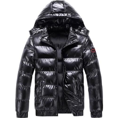 New Winter Jacket Men Cotton padded Coat Fashion Hooded Men parkas Trend Embroidery Motorcycle Jacket Men Black/Grey/Red