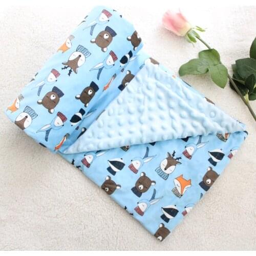 115X155cm 2 layers 3D dot cartoon minky coral fleece soft thermal toddler child big baby blanket kids backseat cover baby quilt