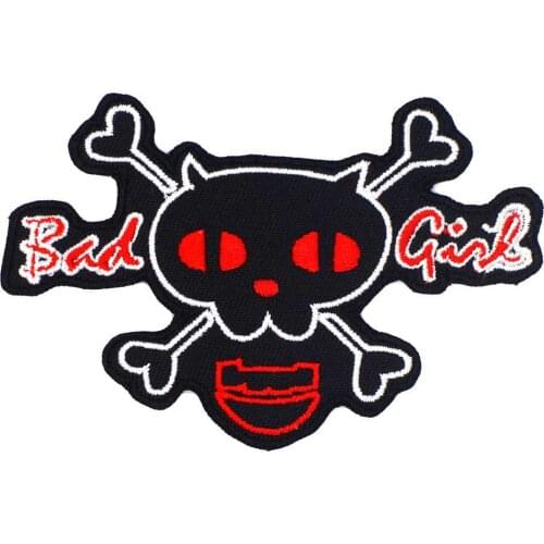 BAD GIRL LADY BIKER Patch Embroidered Applique Sewing Label punk Stickers Apparel Accessories Badge