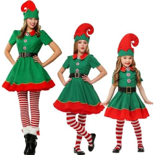 Newest Christmas Clothes Cute Elf Christmas Clothes Cosplay Christmas Costumes for Men and Women Children
