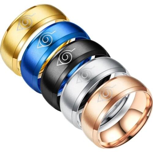 Naruto New Design Style Animation Uzumaki Cosplay Ring Sasuke Ninjas Black Fashion Titanium Steel Anime Jewelry Cos Gift