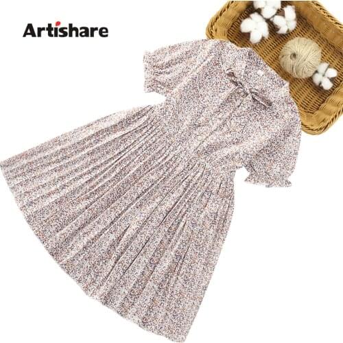 Teenage Girl Dress Floral Pattern Girl Party Dress Summer Dress Kids Casual Style Childrens Clothing 6 8 10 12 14