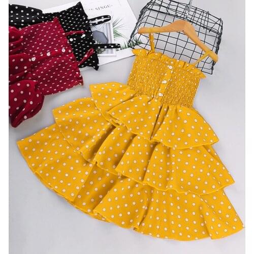 Summer New Girls Dress Toddler Child Baby Girls' Polka Dot Printing Suspender Sleeveless Princess Dress Children Clothes Dresses