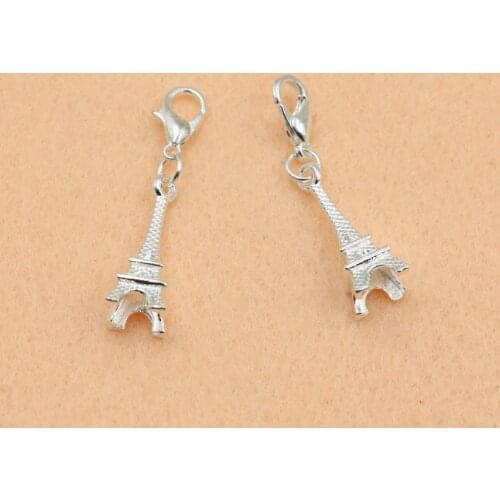 5pcs Silver Eiffel Tower Charms Pendants With Lobster Clasp Jewelry Diy Jewelry Findings Craft Charm