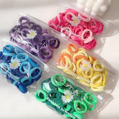 New Simple Set Small Fresh Candy Colors Hair Rubber Band Girls Child Elastic Hair Band Hair Accessories Headwear