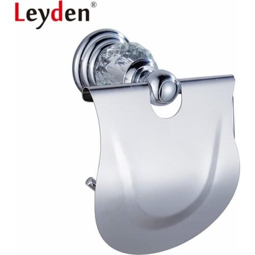 Leyden Luxury Toilet Paper Holder Crystal Toilet Roll Holder Silver Wall Mount European Toilet Tissue Holder Bathroom Accessory
