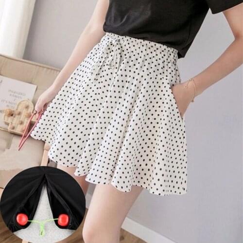 Secret Skirt Pants Hidden Zipper Outdoor Public Sex Dress A line Mini Skirt Polka Dot Black White Open Croch Crothless Clothing