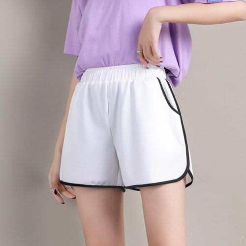 OUMENGKA Fashion Summer Stretch High Waist Casual Shorts Woman Black White Harajuku Beach Sexy Short Womens Clothing 4XL 5XL