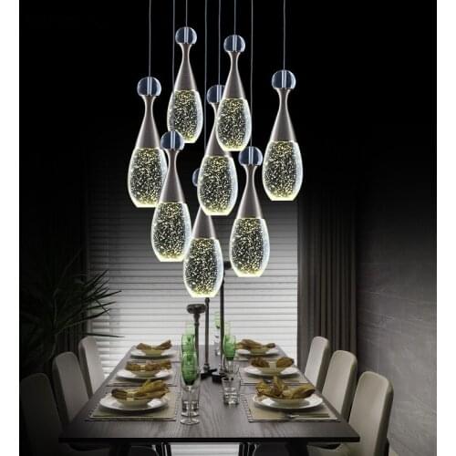 Modern Crystal/Glass Dining Room Led Pendant Lamp Kitchen Hanglamp Fixture For Restaurant Livingroom Hall Nordic Pendant Lights