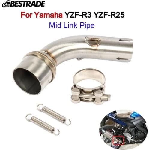 Middle Pipe for Yamaha R25 R3 Motorcycle Exhaust System Middle Mid Link Pipe Connect Slip on 51mm Muffler Pipe Stainless Steel