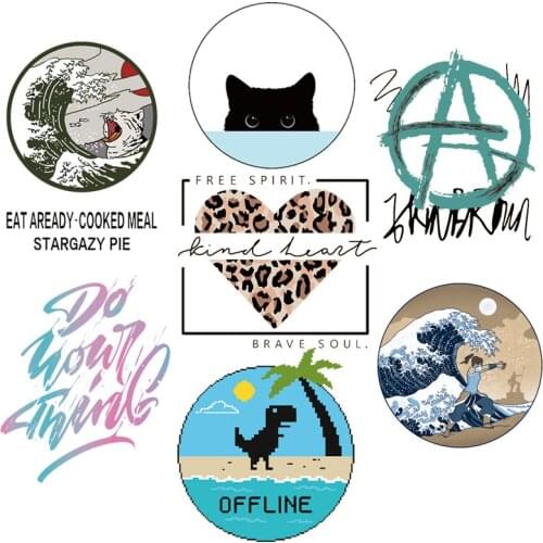 Cartoon Animal Patch Heat Thermal Transfers For Clothing Stickers Waves Applique Iron-on Transfers For Clothes Iron On Patch