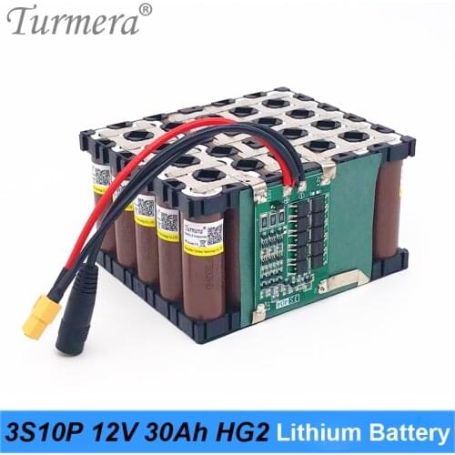 Turmera 12V 30Ah Li-ion Battery 3S10P 18650 HG2 3000mAh 30A Battery with 3S 40A Balance Board for Uninterrupted Power Supply 12V