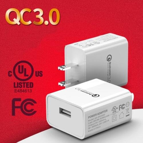 Universal 18W USB Quick Charge 3.0 USB Charger 5V 3A Wall Power Adapter Travel USB Charging for US Plug Mobile Phone