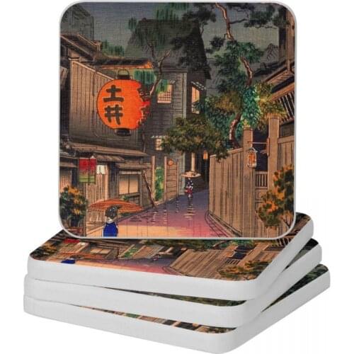 Evening At Ushigome By Tsuchiya Koitsu Diatomite Square Round Coaster Eco-friendly Cup Bonsai Mat Soap Toothbrush Pad 10x10cm