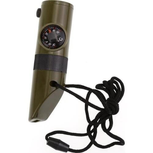 7 In 1 Military Survival Whistle Multi-function Emergency Life Saving Tool Camping Hiking Accessory flashlight Compass
