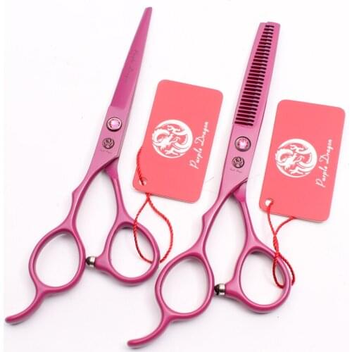 Z8001 5.5" 16cm Japan Purple Dragon Pink Barber Shop Cutting Shears Thinning Scissors Left-Hand Styling Tool Human Hair Scissors