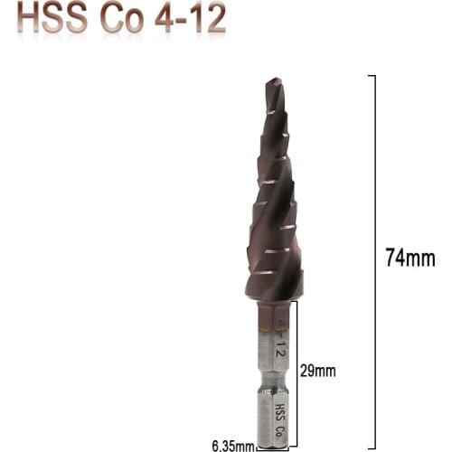 1PCS Metric Spiral Flute The Shape Hole Cutter 4-12mm HSS Steel Cone Drill Bit Set HSS Co M35 Steel Step Sharpening