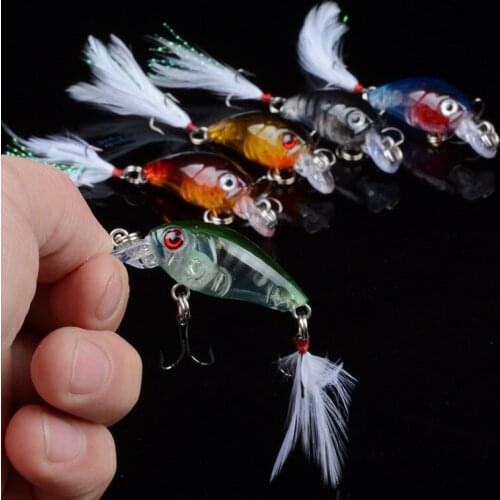 1Pcs Crystal Crank Fishing Lures Baits With 10# Feather Hooks 4.5cm/4g Bass Crankbait Swimbait Wobblers For Pike Fishing