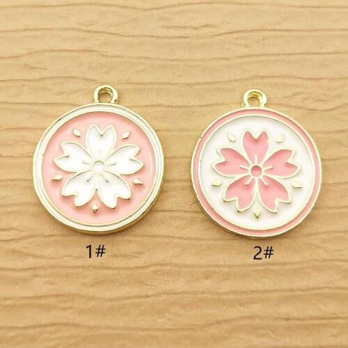 10pcs 17x20mm enamel sakura charm for jewelry making and crafting fashion earring pendant necklace bracelet charm