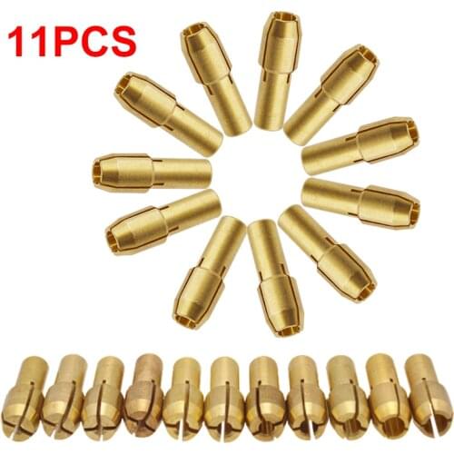 11pcs/pack Brass Dremel Collet Mini Drill Chucks Including 0.5/0.8/1.0/1.2/1.6/1.8/2.0/2.2/2.4/3.0/3.2mm fit Dremel Rotary Tools