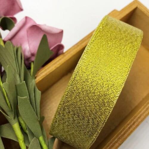 25 Yards 25mm 1'' width glitter ribbon gift packing belt wedding party Christmas embellishment ribbon sewing accessories gold