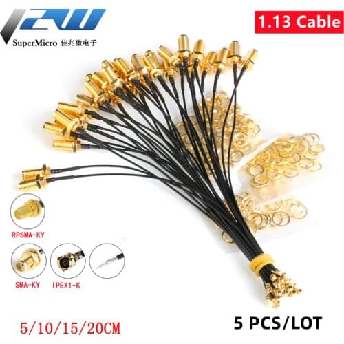 5pcs SMA Connector Cable Female to uFL/u.FL/IPX/IPEX RF Coax Adapter Assembly Pigtail Cable 1.13mm RP-SMA