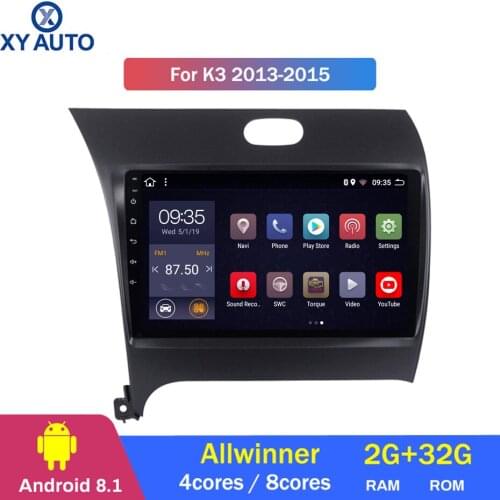 9 inch 2.5D IPS HD multi-touch screen Android8.1 2G RAM 32G ROM NAVI for Kia k3 2013-2015 with Bluetooth USB WIFI SWC