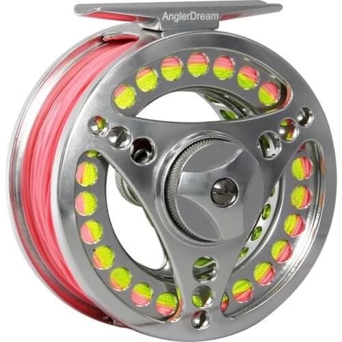 Angler Dream 3/4 5/6 7/8 9/10WT Fly Fishing Reel Combo CNC Machine Aluminum Silver Large Arbor Aluminum Fly Reel With Fly Lines