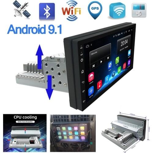 1 Din Android 9.1 Car Radio 7'' Adjustable Car Stereo Multimedia Player GPS Navigation Android 10 Audio MP5 Player WiFi BT
