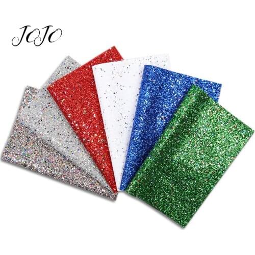 JOJO BOWS 22*30cm 1pc Sparkly Chunky Glitter Sequin Synthetic Leather Fabric Sheet DIY Hair Bows Shoes Making Handmade Crafts