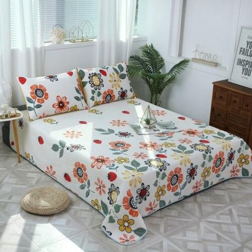 White Flowers Cotton Bedspread Soft Comfortable Coverlet Bed Cover Set Blanket Bed sheet Bed Linen Pillowcase Home Textile