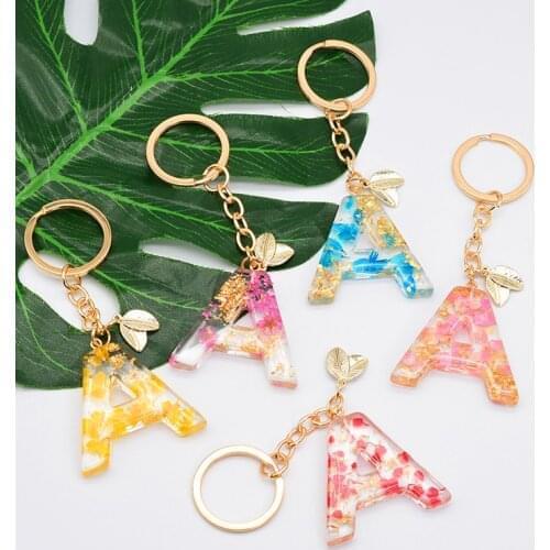 1PC Women Letter Keychains Sequins Glitter Hollowed-out Words Handbag English Letter Keyring with Ball Charms Accessories