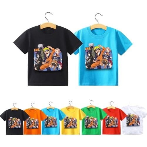Naruto Kids Summer Clothes Anime T Shirt Top Clothing Boys Girls Fashion Round Neck Loose Short Sleeves Streetwear Soft Tshirts