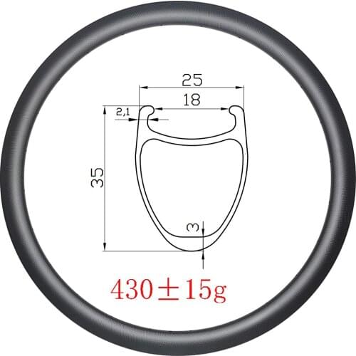 430g Road Clincher disc brake carbon rims 35mm deep 25mm width with 3K matte glossy UD 18H 20H 24H 28H 32H 36H Road bicycle bike