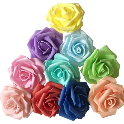 100PCS/Lot Artificial Mini PE Foam Rose Flower Head Handmade DIY Wedding Home Decoration DIY Scrapbooking Fake Flower Kiss Ball
