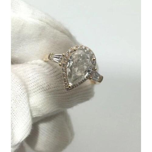 18K gold 3ctdrop-shaped luxury model special-shaped Moissan diamond ring for women