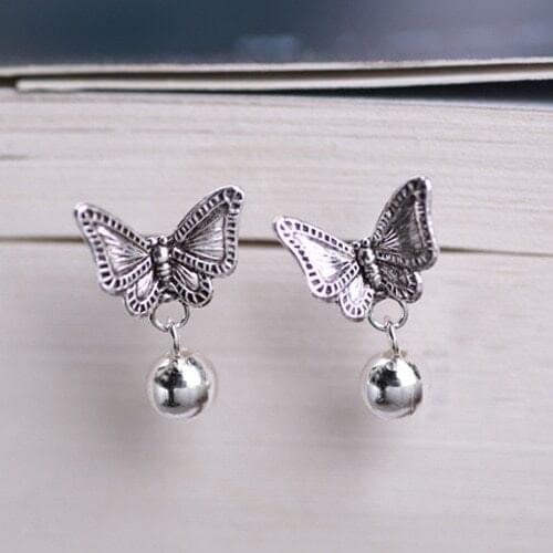 Cute Girls Tiny Retro Butterfly Earring For Women Korean Style Vintage Stud Earings Female Jewelry Wedding Party Bridesmaid Gift