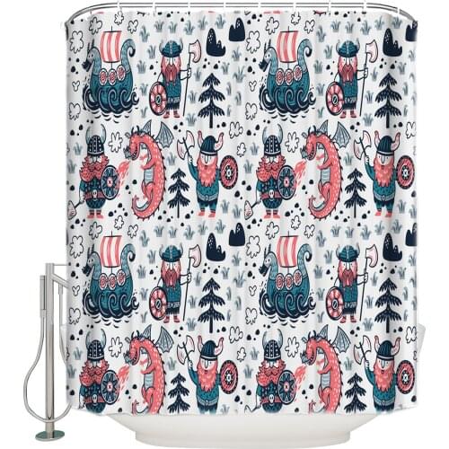 Viking Cartoon Shower Curtain Waterproof Curtains Polyester Bath Curtain