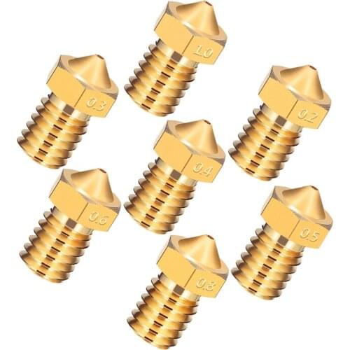 5 pcs V5 V6 M6 threaded Nozzle 0.2 0.25 0.3 0.4 0.5 0.6 0.8 1.0mm for 1.75mm 3.0mm filamnet Full Metal For 3D Printers