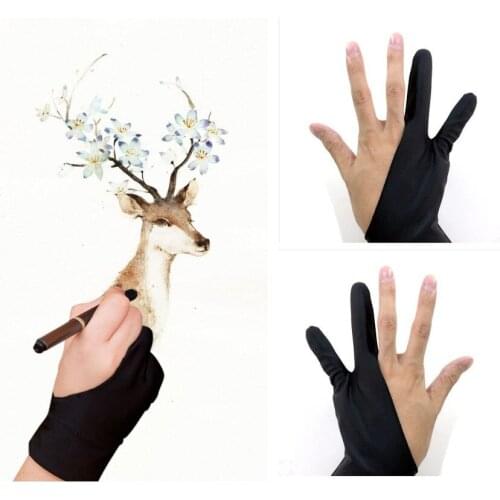 1 Pc Artist Glove 2-fingers Drawing Gloves Anti-fouling for Graphic Tablet Smudge Stump Stick Pen Refill Right Left Hand