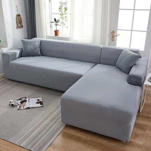Grey Color Tight Wrap Sofa Cover Elastic Needs Order 2 Pieces Sofa Cover If L-style Sectional Corner Sofa capa de sofa
