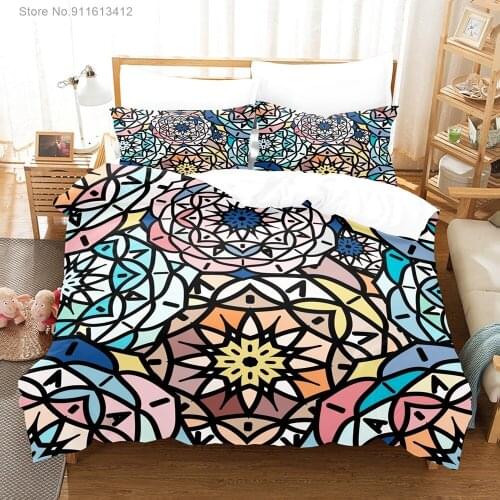 Mandala Flower Bed Covers Bohemia Style Bedding Sets Twin King Queen Duvet Cover with Pillowcases for Adult Kid Gifts