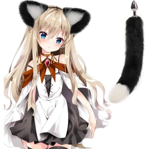 Fox Cat Animal Plush Tail Cat Ears Headband Halloween Cosplay Props Anime Lolita Accessories Plush Tails Soft Fuzzy Tail