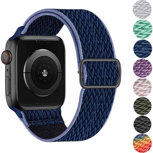 Nylon Strap for Apple watch band 44mm 40mm 38mm 42mm 44 mm Adjustable Elastic Sport solo Loop bracelet iWatch series 3 4 5 6 se